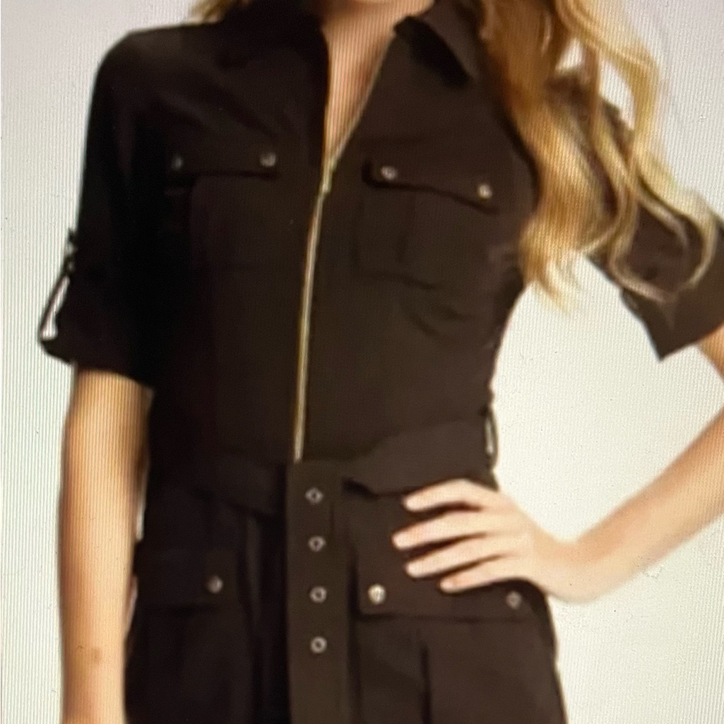 Michael By Michael Kors Chocolate Brown Utility Style Dress, Size Small